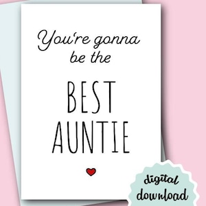 Linda tarjeta de anuncio de bebé para que la tía sea IMPRIMIBLE Tarjeta de revelación de embarazo Futura tía, tía para ser tarjeta de cumpleaños DESCARGAR Tarjeta de espera