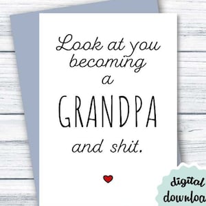 Carte de futur grand-père à télécharger, carte de futur grand-père, faire-part de bébé à imprimer, carte de devenir grand-père amusante