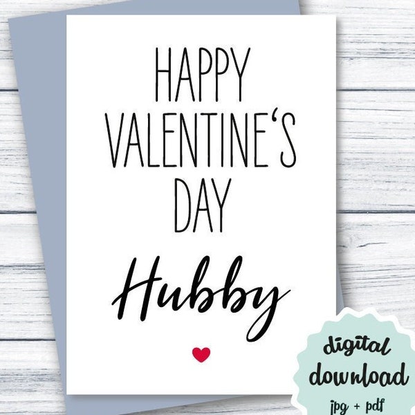 Happy Valentine's Day Hubby PRINTABLE Valentines Card Husband Valentines Day Card INSTANT DOWNLOAD