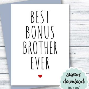 Tarjeta de cumpleaños hermano de bonificación, tarjeta de cumpleaños IMPRIMIBLE hermanastro, mejor tarjeta de hermano de bonificación, tarjeta de agradecimiento DIGITAL DESCARGABLE hermanastro