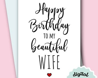 Wife Birthday Card PRINTABLE INSTANT DOWNLOAD