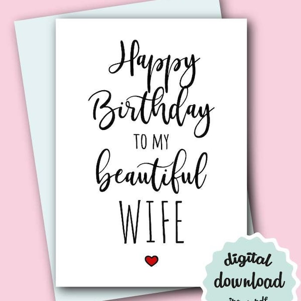 Wife Birthday Card PRINTABLE INSTANT DOWNLOAD