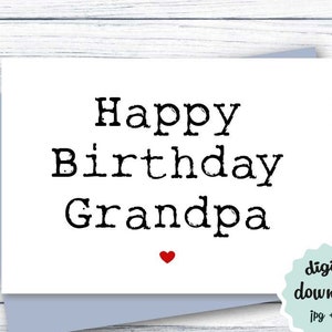 Carte d'anniversaire pour grand-père à imprimer, carte d'anniversaire pour grand-père, carte de grand-père à télécharger, carte d'anniversaire pour grand-père