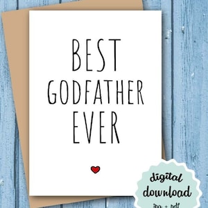 O melhor padrinho de todos os tempos, cartão de aniversário imprimível, cartão de agradecimento, download digital, presente de padrinho, cartão fofo para padrinho