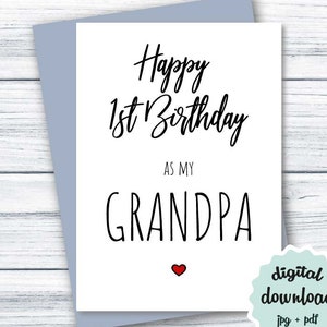 Carte d'anniversaire imprimable pour nouveau grand-père, joyeux 1er anniversaire de mon grand-père TÉLÉCHARGEMENT NUMÉRIQUE