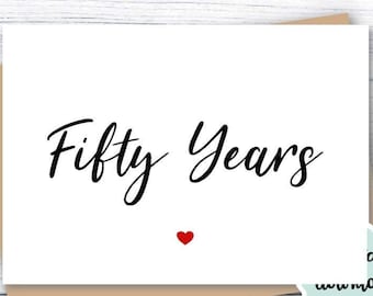50th Anniversary Card PRINTABLE Golden Anniversary Card INSTANT DOWNLOAD Fifty Years Anniversary Card for Parents, Downloadable Card 5x7