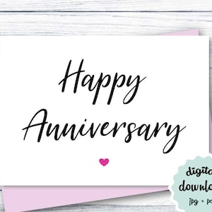 Linda tarjeta de aniversario Tarjeta de aniversario IMPRIMIBLE para él, Tarjeta de aniversario de boda para ella, Tarjeta DESCARGABLE Tarjeta de feliz aniversario