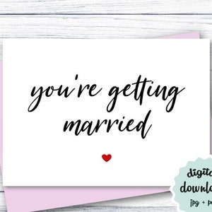 Brautdusche Karte DRUCKBARE Verlobungs Karte INSTANT DOWNLOAD Sie heiraten, nette Hochzeitskarte zum Download