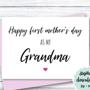 1a tarjeta del Día de las Madres para la nueva abuela DESCARGA INSTANTE Feliz primera tarjeta del Día de la Madre del nieto IMPRIMIBLE Nueva tarjeta del Día de las Madres de la abuela