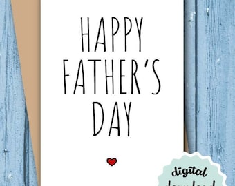 Happy Father's Day Card DOWNLOAD Cute Fathers Day Card Minimalist, Fathers Day PRINTABLE, DOWNLOADABLE Card Blank, Father's Day Card Simple