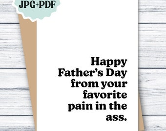 Tarjeta divertida del Día del Padre IMPRIMIBLE Tarjeta del Día del Padre DESCARGABLE, Tarjeta del Día del Padre de la hija, Tarjeta del hijo, Tarjeta divertida para papá