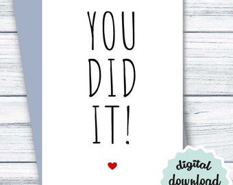 Graduation Card DOWNLOAD You Did It Card PRINTABLE Congratulations Card DOWNLOADABLE Graduation Congrats Card, Grad Card College