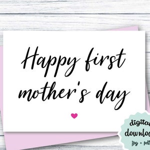 Tarjeta para el primer día de la madre (descargable), tarjeta para el primer día de la madre (imprimible)