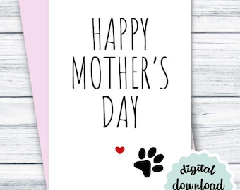 Mors dag-kort för hundmamma DIGITAL NEDLADDNING Mors dag-kort från Dog UTSKRIVBART Grattis på mors dag-kort Hundtass