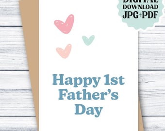 1st Father's Day Card PRINTABLE First Fathers Day Card for New Dad, Father's Day Card DOWNLOAD, Cute 1st Fathers Day Card DOWNLOADABLE