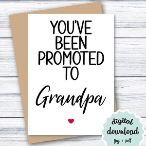 Baby Announcement Card for Grandpa to Be, Promoted to Grandpa Card PRINTABLE, Pregnancy Reveal Card DOWNLOAD Future Grandpa, Expecting Card