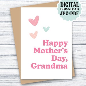 Tarjeta del Día de las Madres Abuela Tarjeta IMPRIMIBLE Feliz Día de la Madre Abuela DESCARGA DIGITAL Linda Tarjeta del Día de las Madres para la Abuela, Descargable 5x7