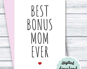 Tarjeta del Día de la Madre Bono Mamá IMPRIMIBLE Mejor Bono Mamá Tarjeta, Madrastra Madres Día Tarjeta Madrastra DESCARGA INSTANTE Tarjeta para Bono Mamá
