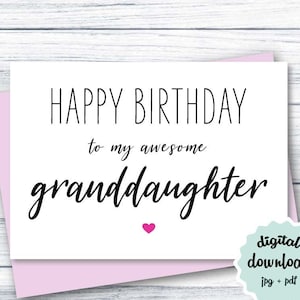 Geburtstagskarte Enkelin DRUCKBAR Alles Gute zum Geburtstag für meine tolle Enkelin, süße Geburtstagskarte für Enkelin INSTANT DOWNLOAD