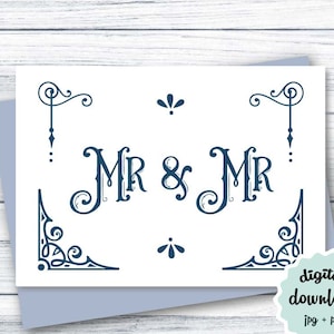 Cartão de casamento gay IMPRIMÍVEL Cartão de casamento Mr & Mr, Cartão de casamento de casal gay BAIXAR Cartão de noivo e noivo, Cartão de casamento gay