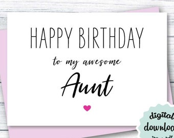 aunt printable card etsy