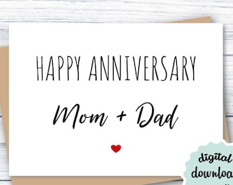 Happy Anniversary Printable Card INSTANT DOWNLOAD for - Etsy