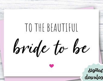 Bride to Be Card, Bridal Shower Card PRINTABLE Wedding Shower Card DOWNLOAD, Future Bride Card, Cute Card for Bride to Be