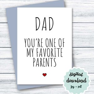 Lustige Vatertagskarte DOWNLOAD Lustige Geburtstagskarte Papa Du bist einer meiner Lieblingseltern DRUCKBARE Vatertagskarte lustig
