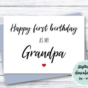 Feliz primer cumpleaños como mi abuelo IMPRIMIBLE 1ª vez tarjeta de cumpleaños del abuelo DESCARGA DIGITAL, linda tarjeta de cumpleaños para el nuevo abuelo abuelo