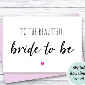 Carte de future mariée, carte de douche nuptiale, carte de douche de mariage imprimable en téléchargement, carte de future mariée, jolie carte pour la future mariée