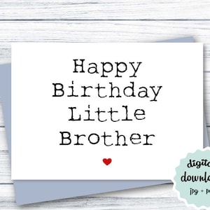 Tarjeta de cumpleaños de hermanito IMPRIMIBLE, tarjeta de cumpleaños hermano, feliz cumpleaños hermanito, tarjeta de cumpleaños linda para hermano DESCARGAR
