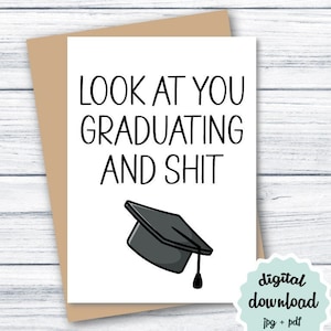 AFDRUKBARE afstudeerkaart grappig kijk naar je afstuderen en shit INSTANT DOWNLOAD Gefeliciteerd kaart afstuderen Congrats