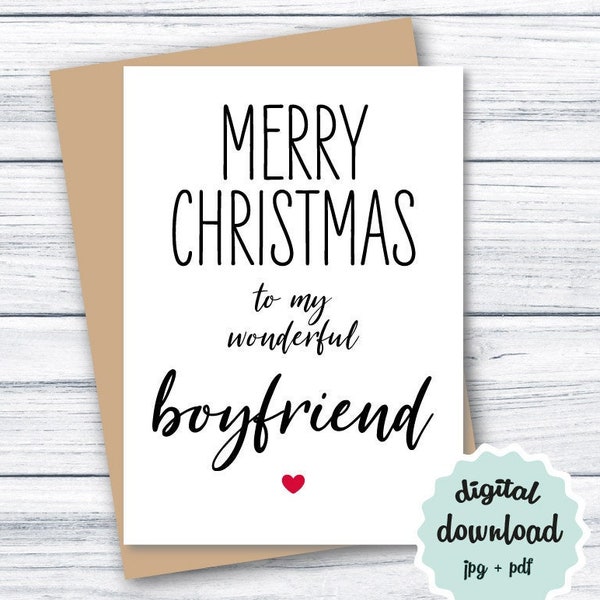 Christmas Card Boyfriend DIGITAL DOWNLOAD Boyfriend Christmas Card PRINTABLE Cute Christmas Card for Him