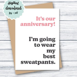 Funny Anniversary Card PRINTABLE Anniversary Card for Husband, Anniversary Card for Wife INSTANT DOWNLOAD