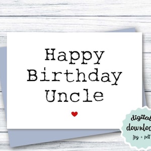 Carte oncle, carte d'anniversaire oncle à imprimer, carte d'anniversaire mignonne pour oncle, carte d'anniversaire téléchargeable, carte pliable