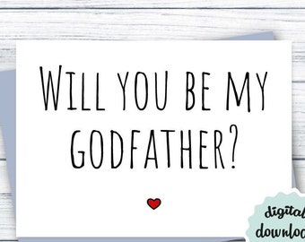 ¿Serás mi tarjeta de padrino IMPRIMIBLE Tarjeta de propuesta de padrino Tarjeta de descarga instantánea para el futuro padrino, Tarjeta de propuesta de padrinos