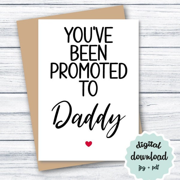 Promoted to Daddy Card PRINTABLE Baby Announcement Card for Dad to Be, Expecting Dad Card DOWNLOAD Pregnancy Reveal Card Future Dad
