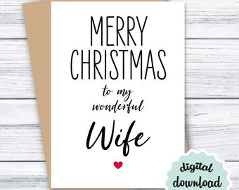 Christmas Card for Wife Printable Funny Merry Christmas - Etsy
