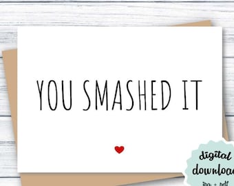 Graduation Card DOWNLOAD, Congratulations Card, You Smashed It, PRINTABLE Graduation Card, New Job Congrats, Promotion Card