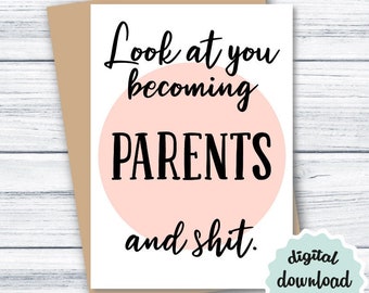 Baby Card PRINTABLE New Parents Congratulations Card, Baby Shower Card, Birth Card, Funny Baby Printable, Expecting Card DIGITAL DOWNLOAD