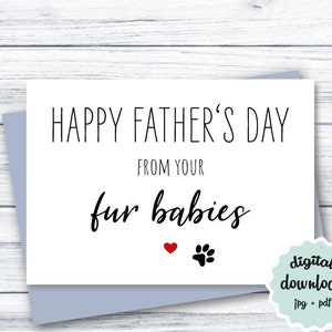 Tarjeta del Día del Padre de Mascotas IMPRIMIBLE Feliz Día del Padre de sus bebés peludos, Tarjeta del Día del Padre Perro Papá, Papá Gato, Papá Mascota DESCARGA DIGITAL