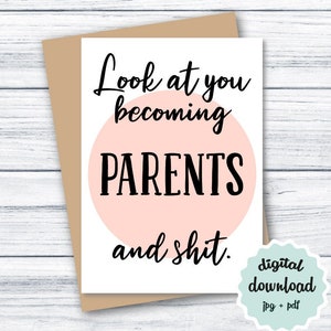 Babykaart AFDRUKBAAR nieuwe ouders Gefeliciteerd kaart, baby shower kaart, geboortekaart, grappige baby afdrukbaar, verwacht kaart DIGITALE DOWNLOAD
