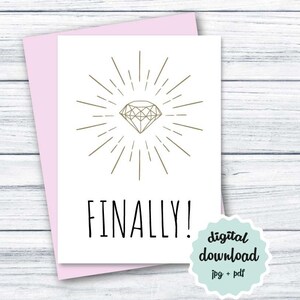 Cartão de casamento engraçado para impressão Cartão de parabéns de casamento, finalmente cartão, cartão de casamento para amigos, cartão de noivado para download, casamento para impressão