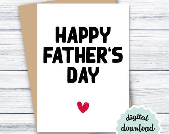 Father's Day Card DOWNLOAD Simple Happy Father's Day Card from Kids, PRINTABLE Fathers Day Card Cute, Fathers Day Card Downloadable