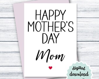 Happy Mothers Day Card, Printable Mother's Day Card, Mother's Day Card ...