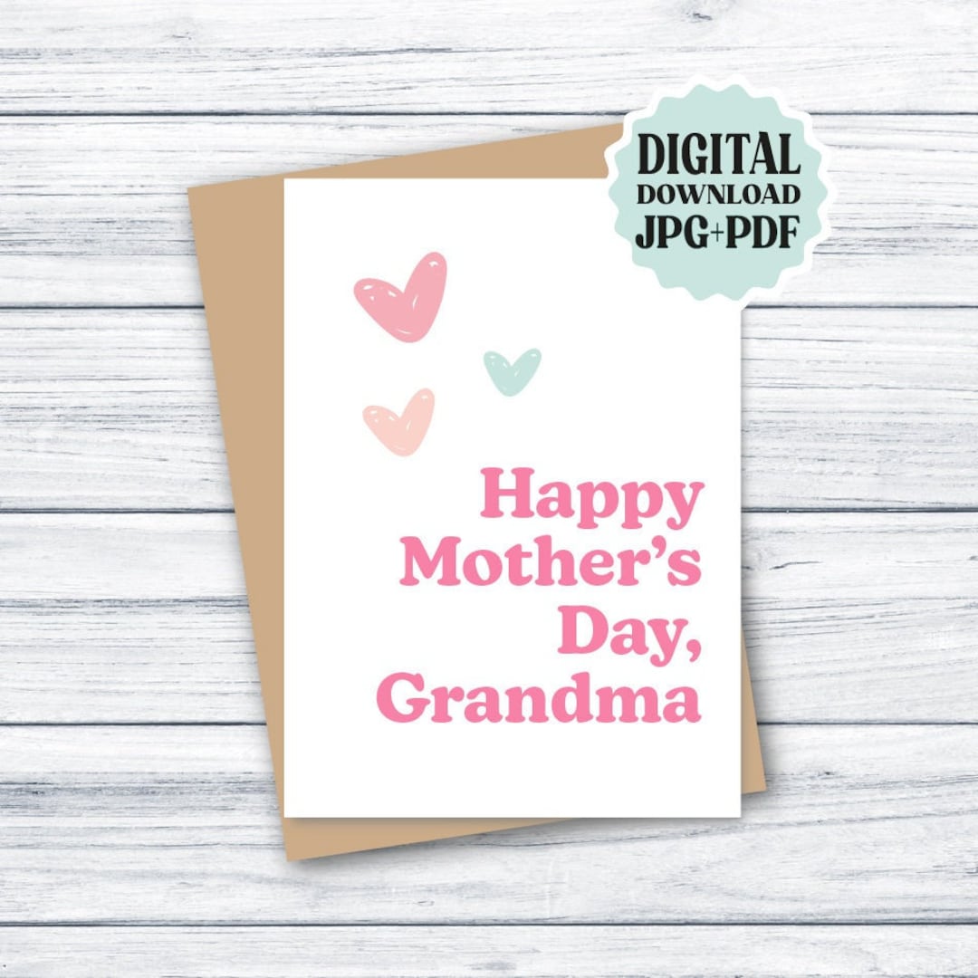 Mothers Day Card Grandma PRINTABLE Card Happy Mother's Day Grandma ...