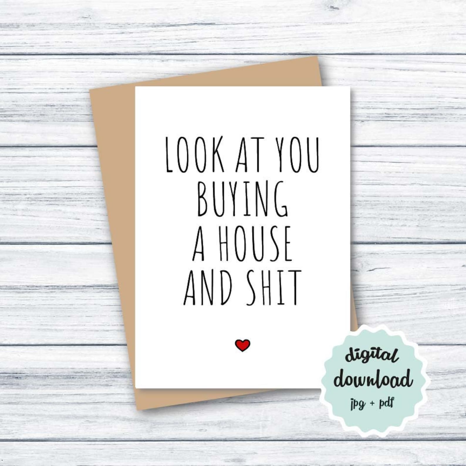 Funny Housewarming Card PRINTABLE New House Congratulations Etsy