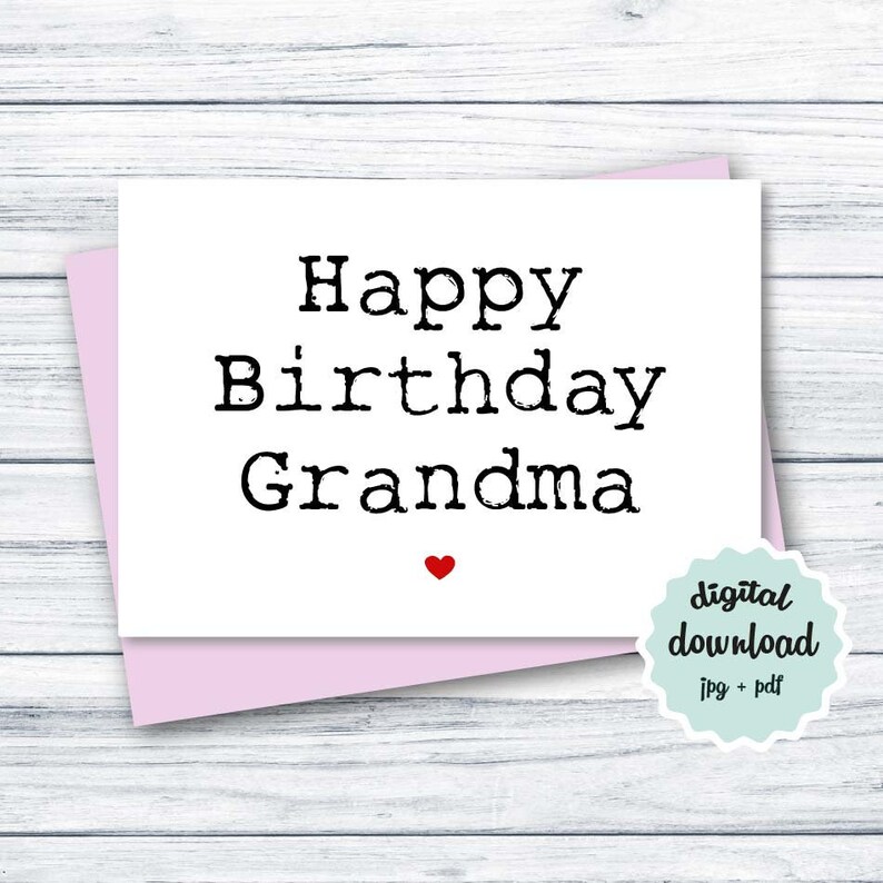 PRINTABLE Birthday Card Grandma Cute Birthday Card Etsy