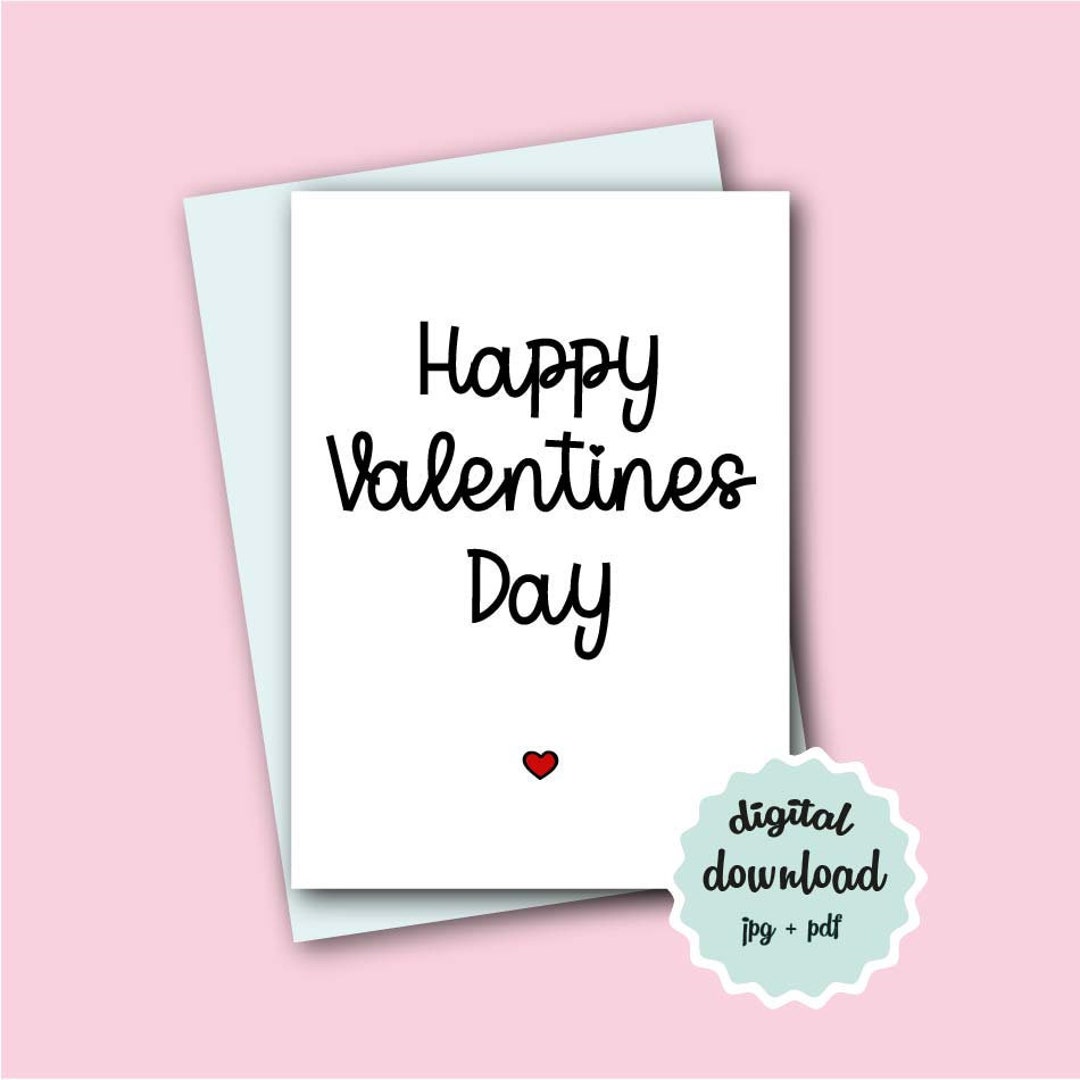 Valentines Card PRINTABLE Happy Valentine's Day Card DIGITAL DOWNLOAD ...