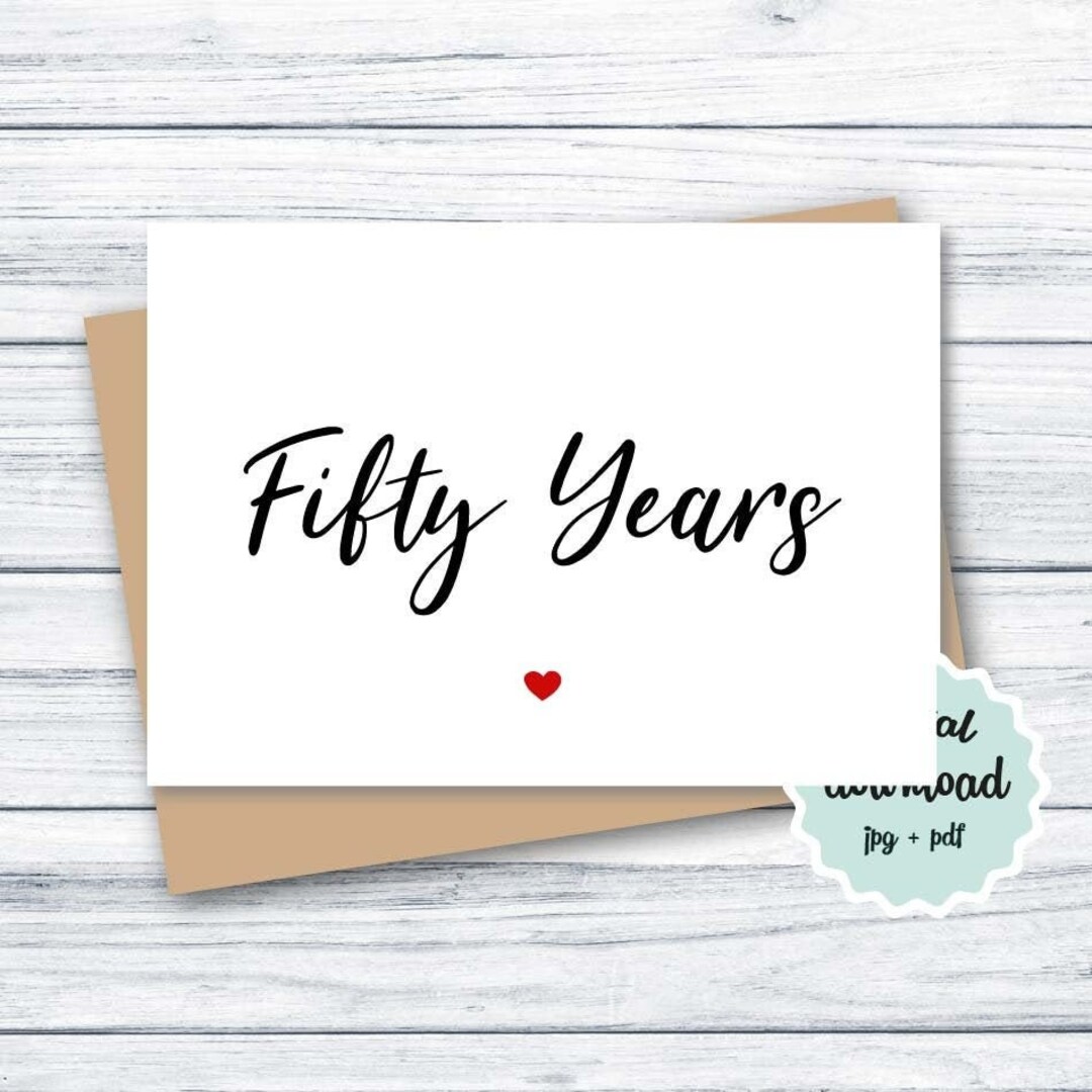 50th Anniversary Card PRINTABLE Golden Anniversary Card INSTANT ...